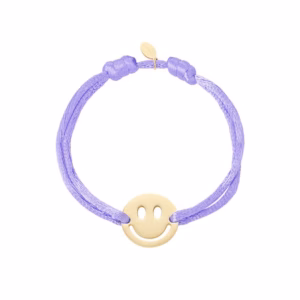 Armbandje lila met gold plated smiley