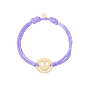 Armbandje lila met gold plated smiley