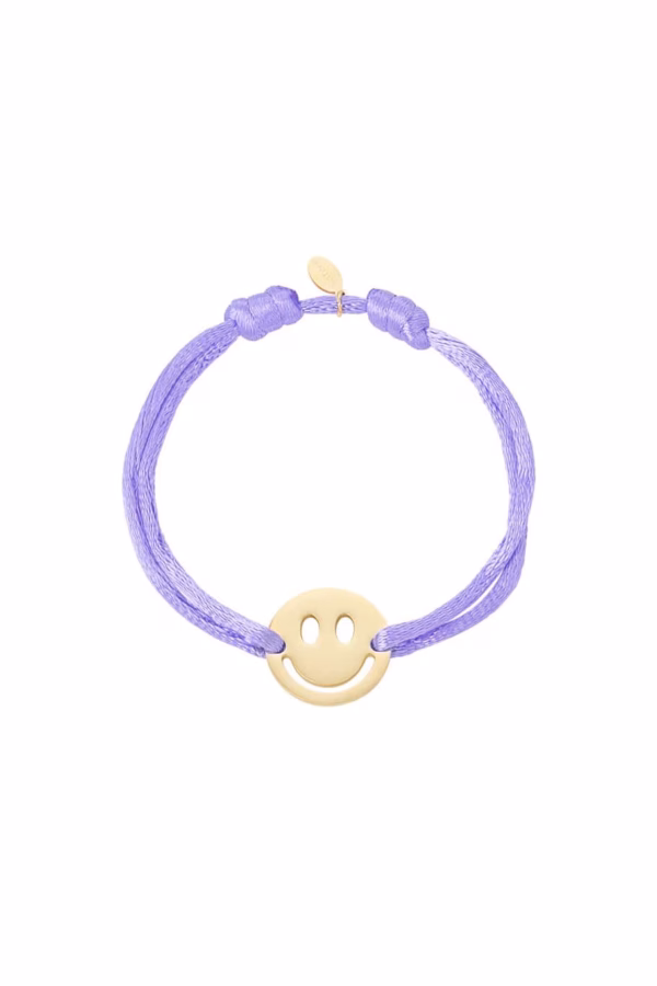 Armbandje lila met gold plated smiley