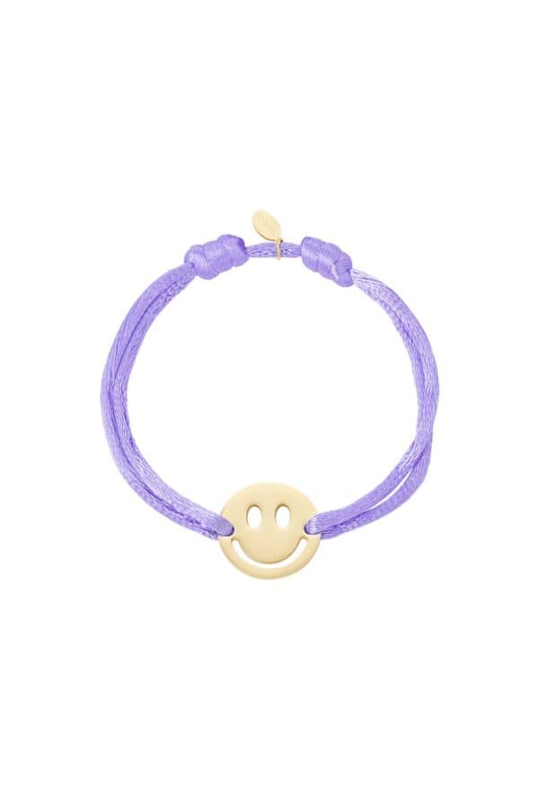 Armbandje lila met gold plated smiley
