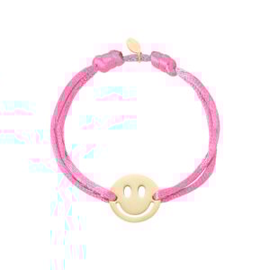 Leuk roze touwarmbandje met smiley