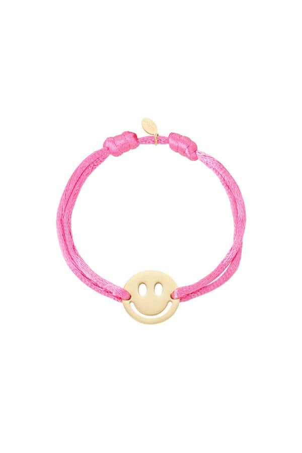 Leuk roze touwarmbandje met smiley