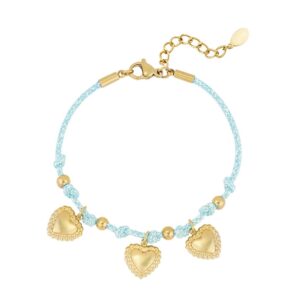 Leuk armbandje blauw touw met gold plated accenten