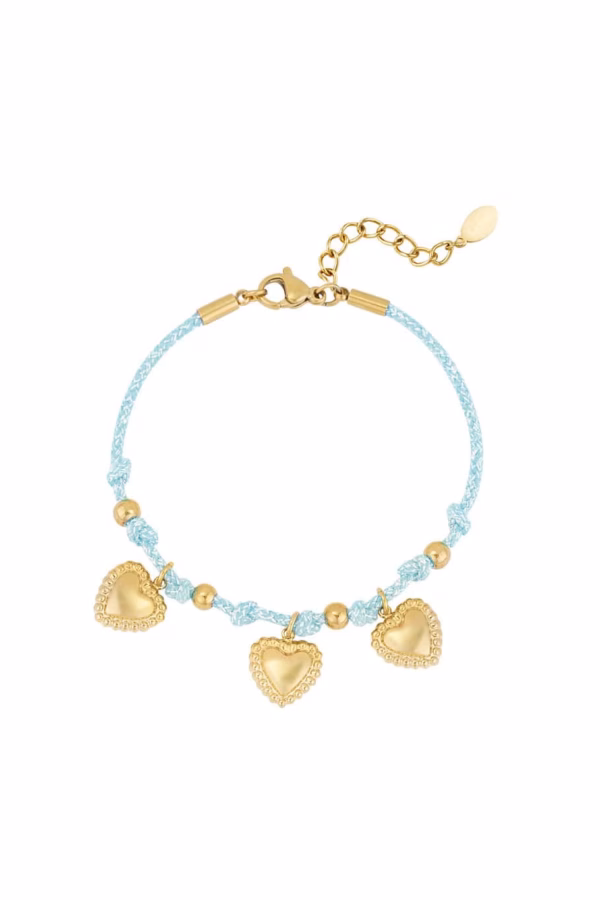 Leuk armbandje blauw touw met gold plated accenten