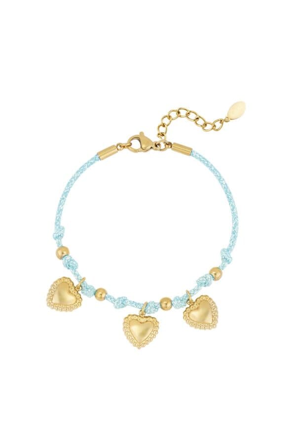 Leuk armbandje blauw touw met gold plated accenten