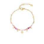 armbandje gold roze kraaltjes