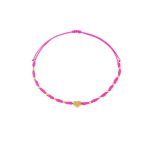 Armbandje roze touw met klein hartje
