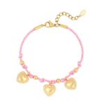 armbandje roze hartjes goud