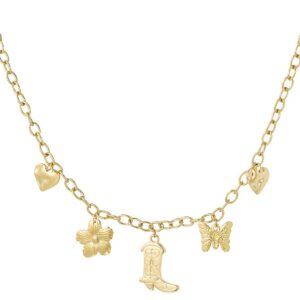 Schakelketting met cowboylaarsje en bedels