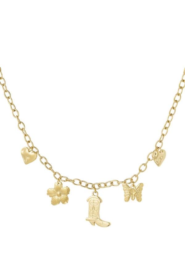 Schakelketting met cowboylaarsje en bedels