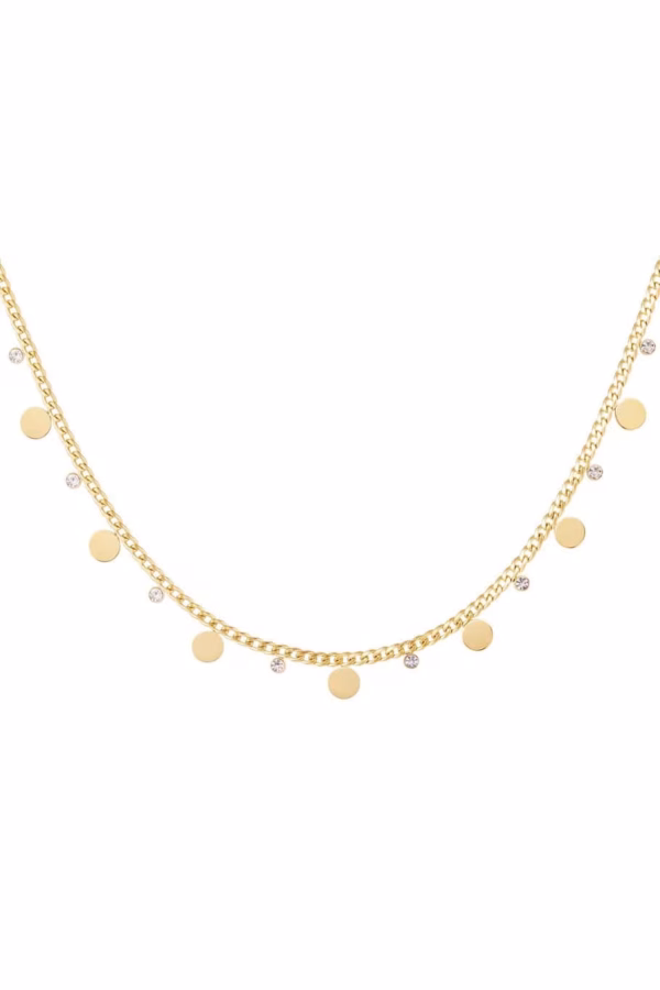 Smalle schakelketting met cirkels en steentjes