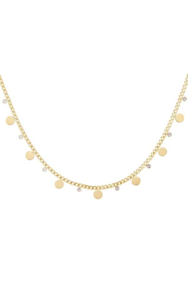 Smalle schakelketting met cirkels en steentjes