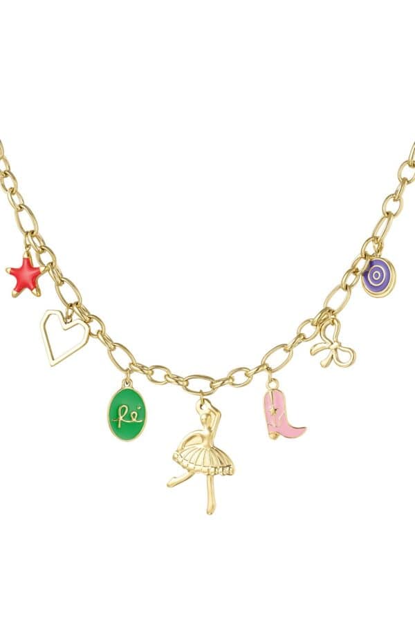 Schakelketting met leuke gekleurde bedels