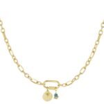 ketting groen steentje gold plated