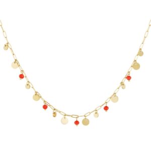 Schakelketting met cirkels en rode bolletjes