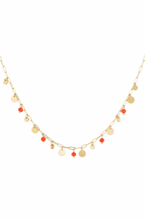Schakelketting met cirkels en rode bolletjes
