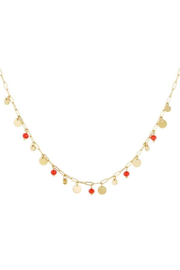 Schakelketting met cirkels en rode bolletjes