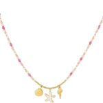 kralenkettinf roze gold bedels