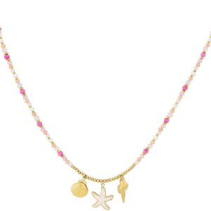 Kralenketting roze met bedels