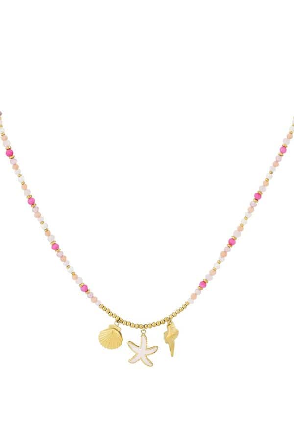 Kralenketting roze met bedels