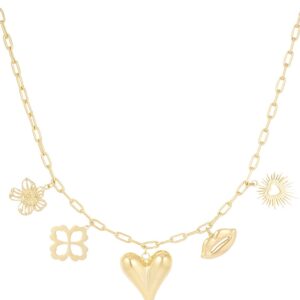 Schakelketting groot hart en bloemen