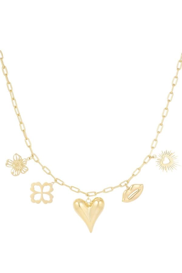 Schakelketting groot hart en bloemen