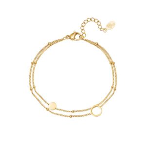 Smal dubbel armbandje gold plated met cirkels
