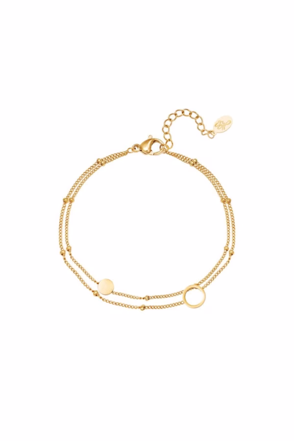 Smal dubbel armbandje gold plated met cirkels