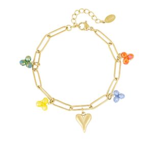 Schakelarmband met kraaltjes en hartje