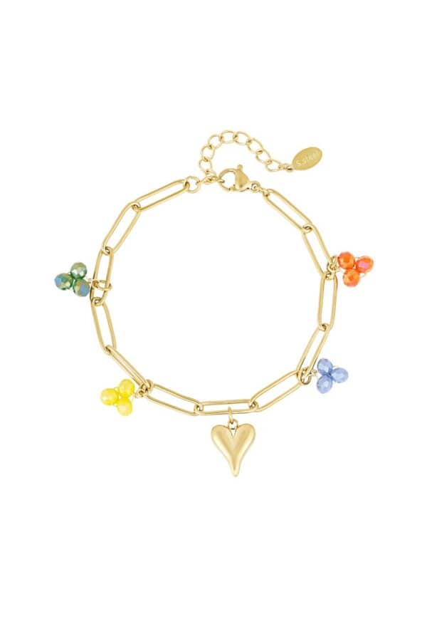 Schakelarmband met kraaltjes en hartje