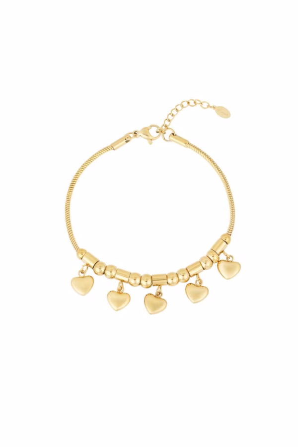 Gold plated armbandje met hartjes