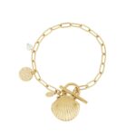 gold plated schakelarmband schelp
