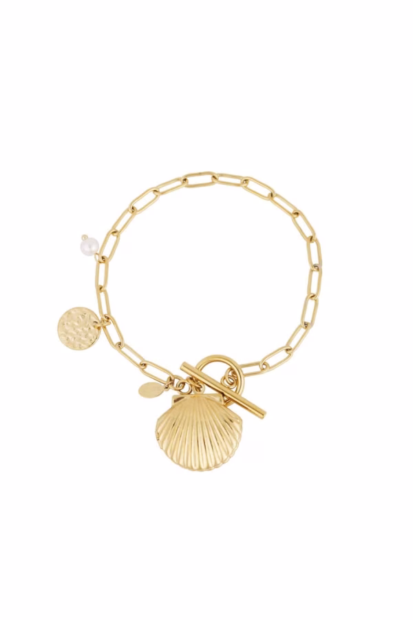 Schakelarmband schelp met bedels
