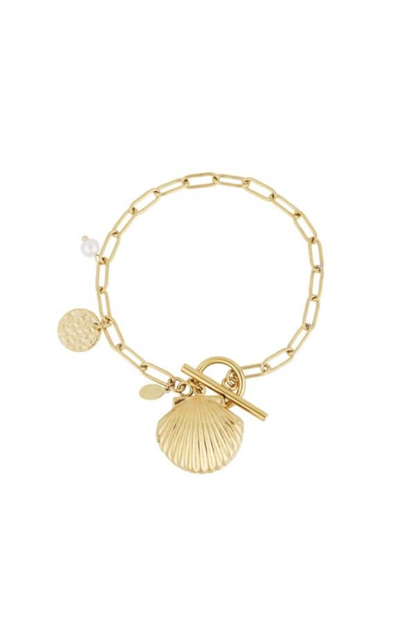 Schakelarmband schelp met bedels