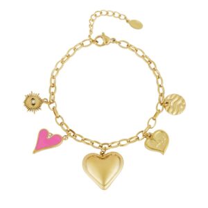 Schakelarmband hartjes bedels