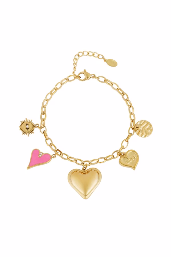 Schakelarmband hartjes bedels