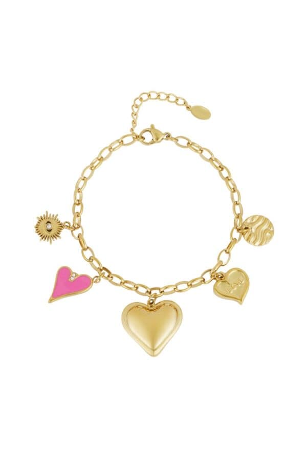 Schakelarmband hartjes bedels